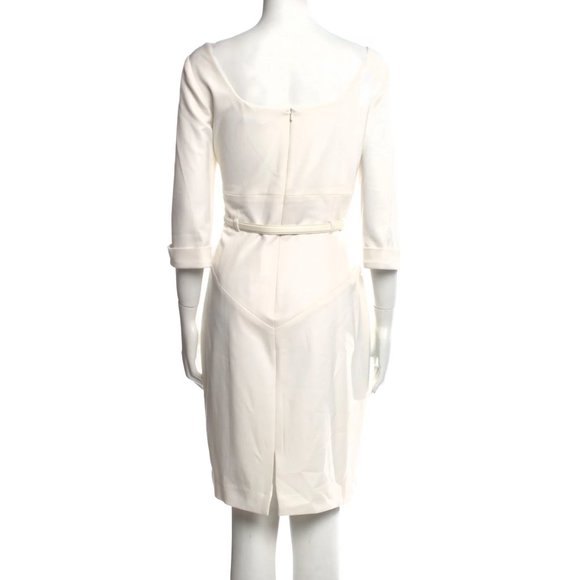 Sz 10 Black Halo CLASSIC 3/4 SLEEVE JACKIE O SHEATH DRESS Ivory White - Picture 10 of 11